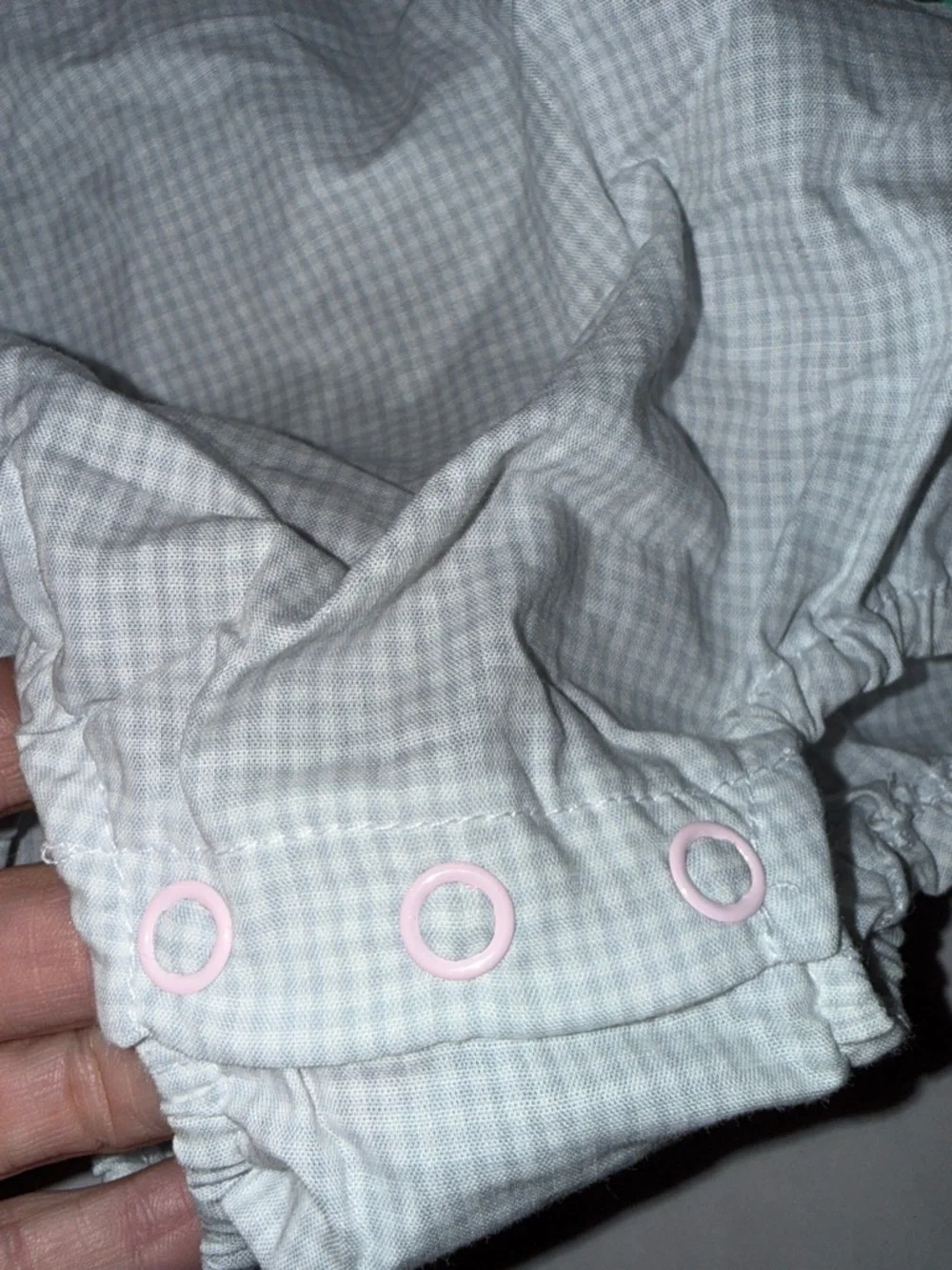 Precious moments vintage 2001 gingham check embroidered  halter baby romper
